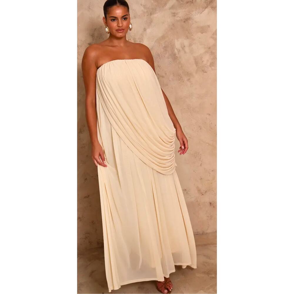 Pretty Little Thing Yellow Strapless Dress Size 12